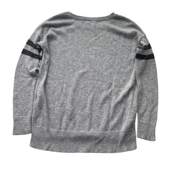 AEO American Eagle Crew Neck Sweater Gray Marled Size Small Stripe Wool Blend - Picture 3 of 4